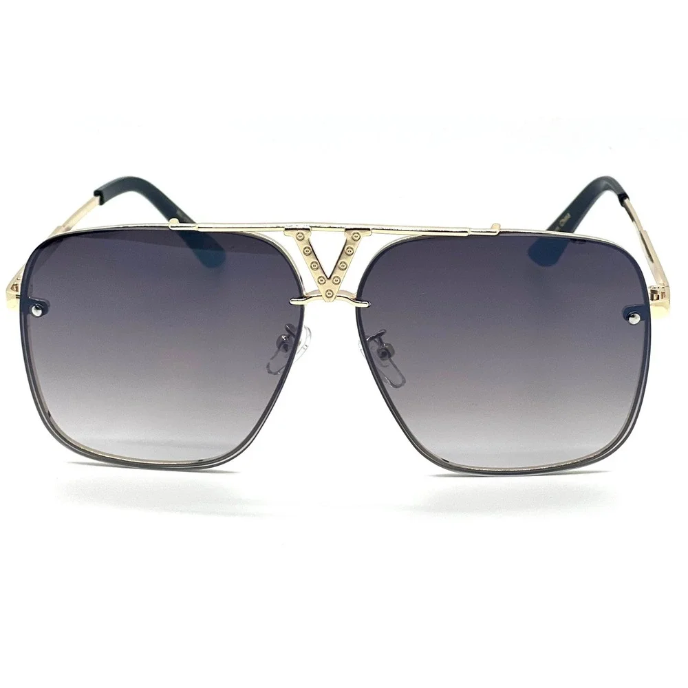 Sunglasses Men Square Gold Frame Fashion Shades Classic Street Wear Trendy Gafas